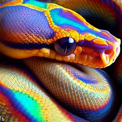 Ai created image of a multicoloured Ball Python
